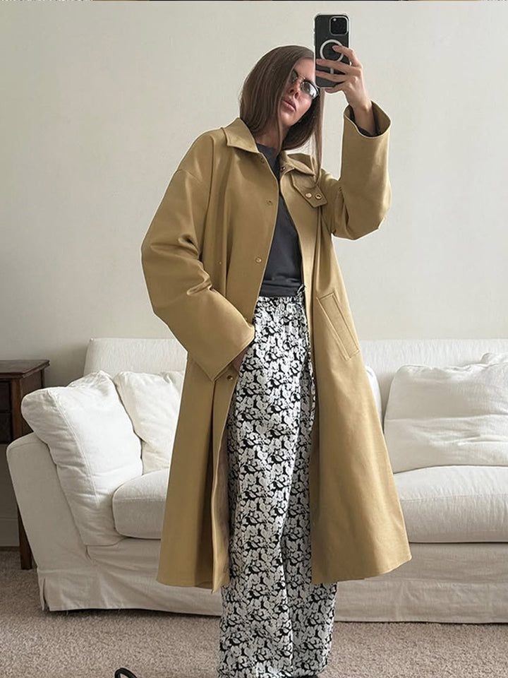 Damer Oversized Trenchcoat med praktisk knaplukning Stilla
