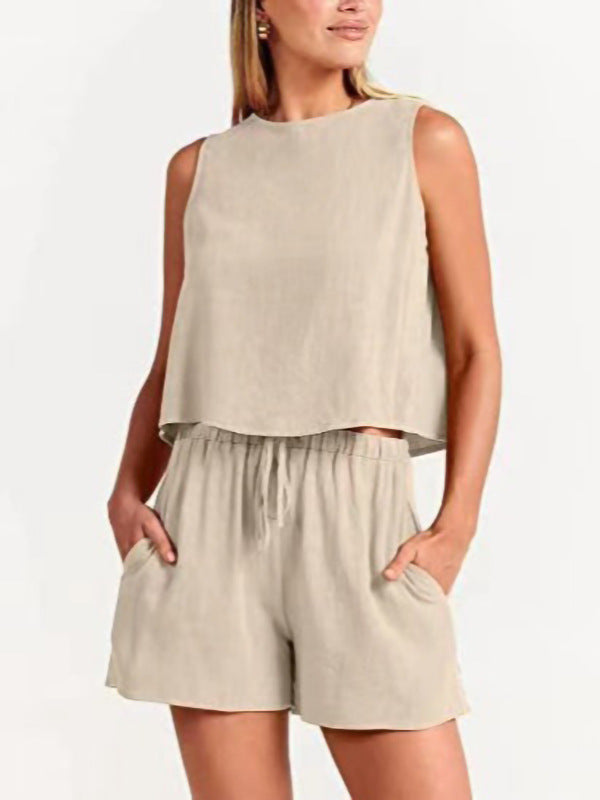 Dame Relaxed Fit To-delt Shorts Sæt Stilla