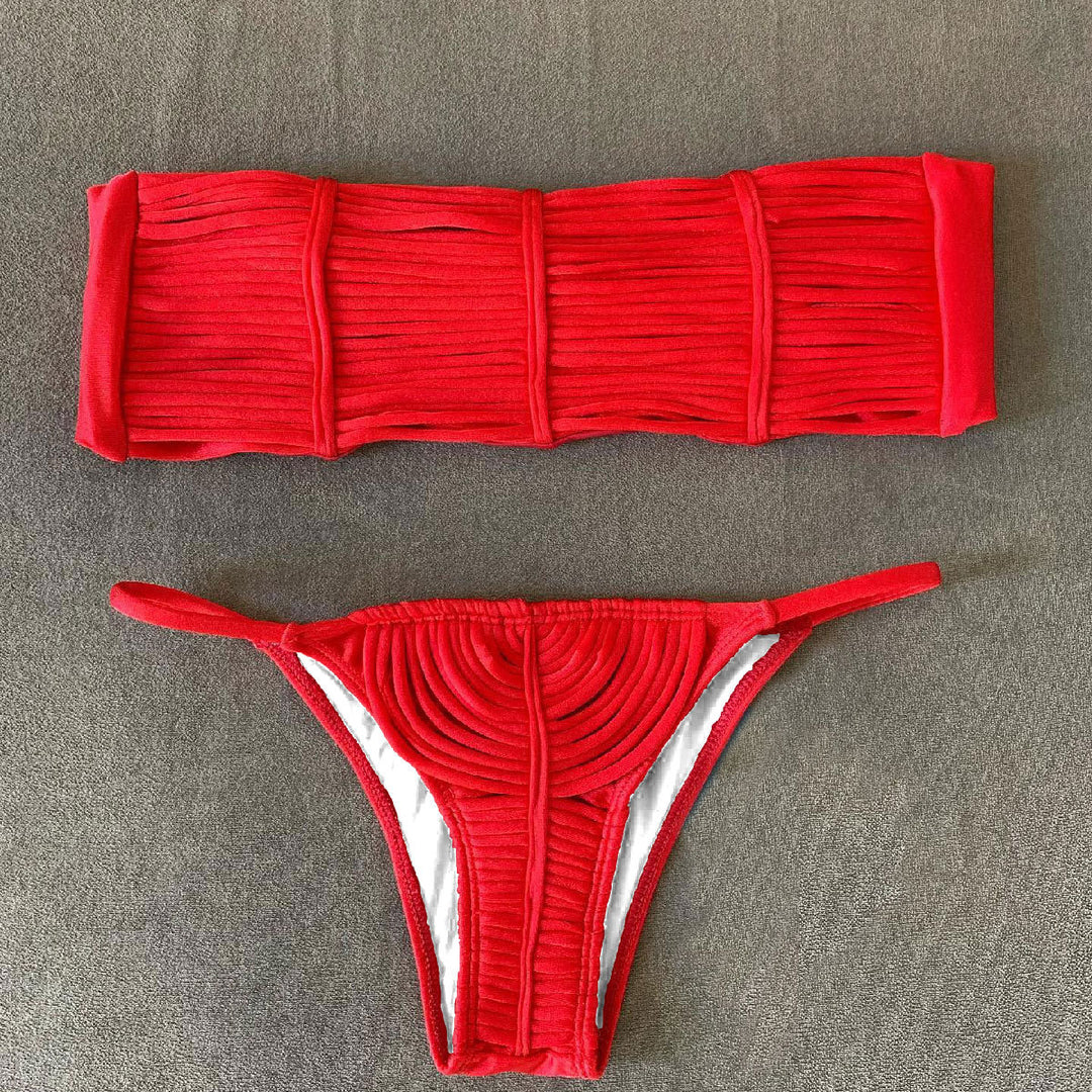 Dame Bikini-sæt med raffineret flæse-design og høj talje Stilla