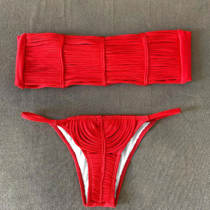 Dame Bikini-sæt med raffineret flæse-design og høj talje Stilla