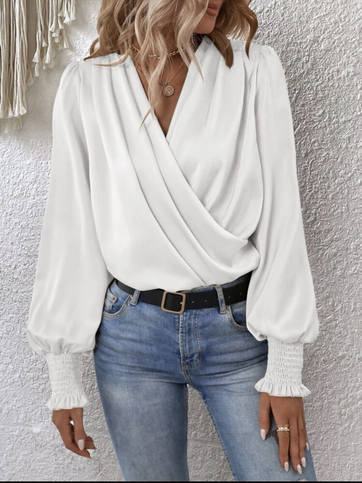 Dame elegant bluse med draperet design Stilla