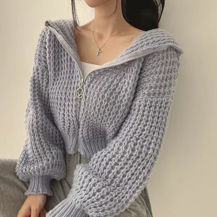 Kvinders fashionable cardigan med lynlås og løs pasform Stilla