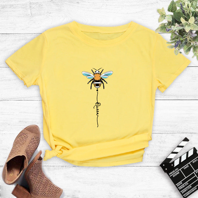 Dame T-shirt med kreativ bi-design Stilla