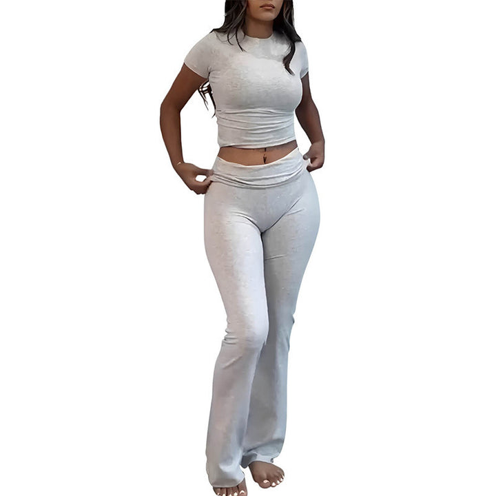 Dame komfortabel fritids-sæt med cropped top og sporty bukser Stilla