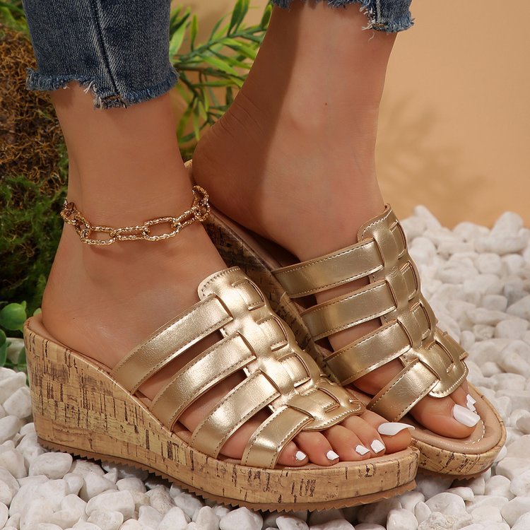 Dame Wedge-sandaler med dekorative remme og komfortabelt fodseng Stilla