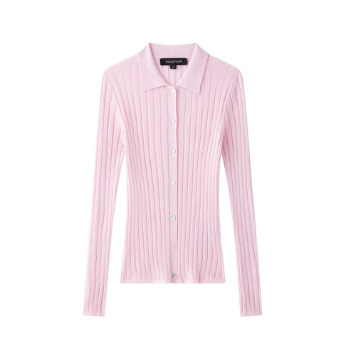 Dame elegant strikbluse med fin ribstruktur Stilla