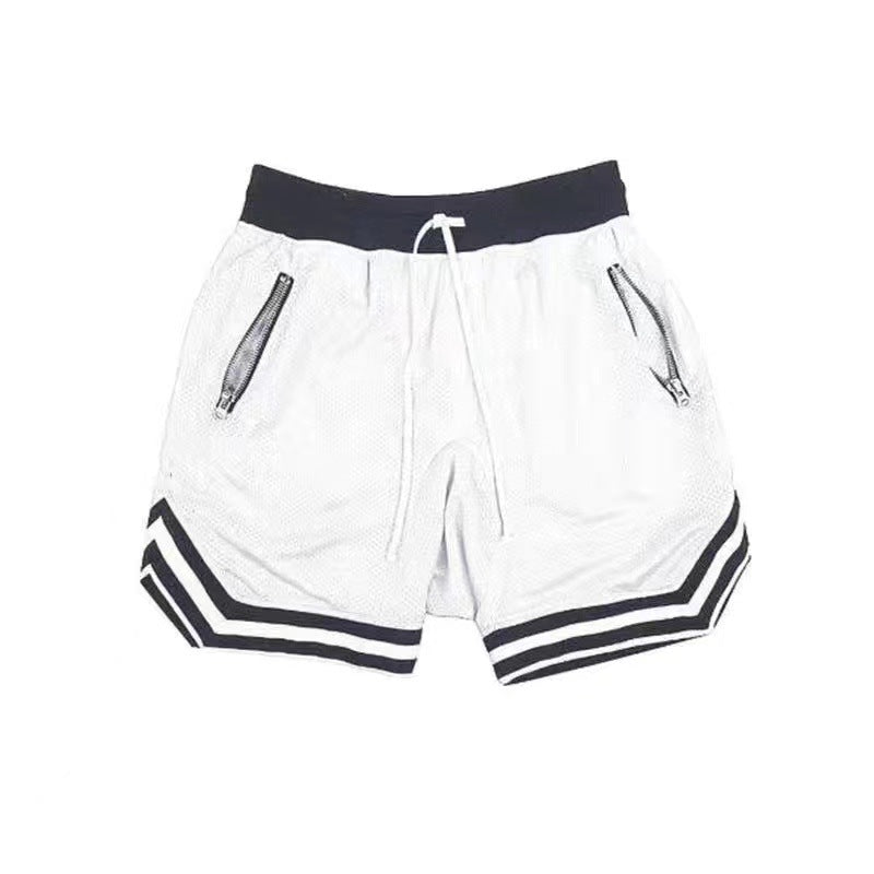Herrer Sportslige Basketball-Shorts med åndbart netdesign og sidelommer med lynlås Stilla