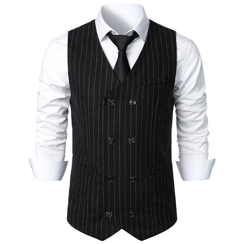 Herrer Double-breasted Nålstribet Vest Stilla