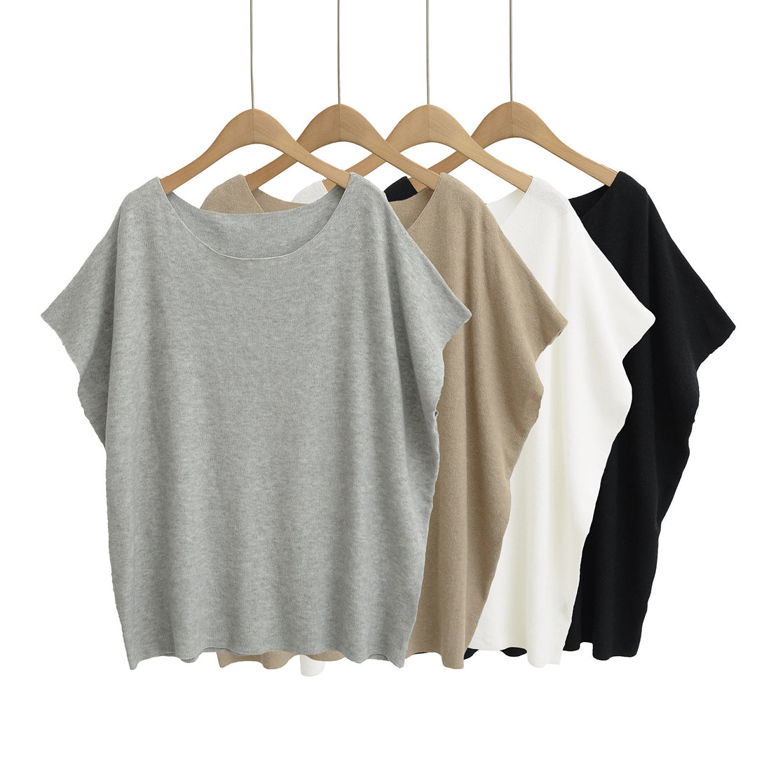 Dame afslappet oversized T-shirt i kvalitetsbomuldsblanding med moderne snit og rund halsudskæring Stilla