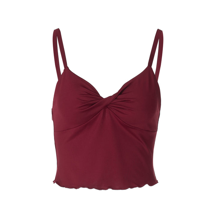 Dame Crop-Top med samlet detalje og smalle spaghetti-stropper Stilla