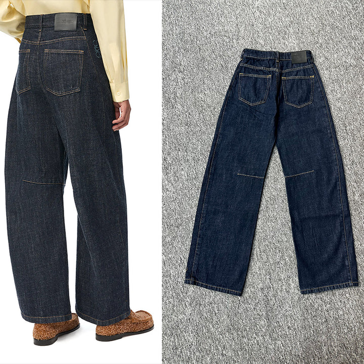 Damer vidde denim-bukser med høj talje og dekorativ broderi Stilla