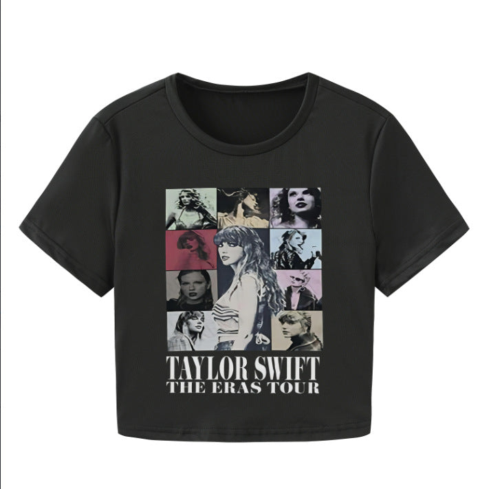 Dame Crop-T-shirt med kreativt skeletdesign og inspirerende tekst Skovae