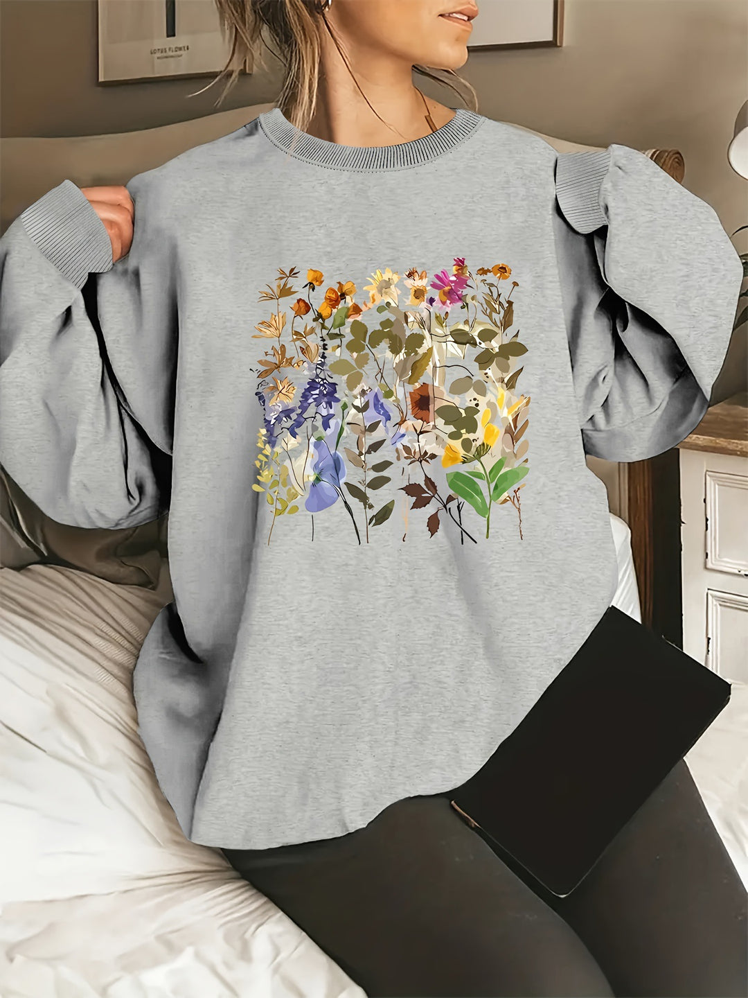 Kvinders sweatshirts med blomstermotiver og komfortabel pasform Stilla