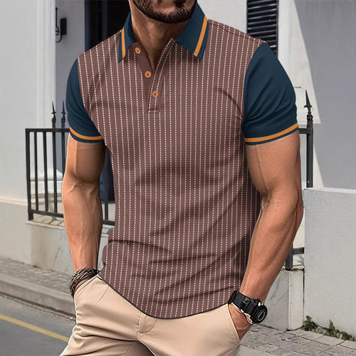 Herrer kortærmet polo shirt med elegante striber og kontrast accenter Stilla