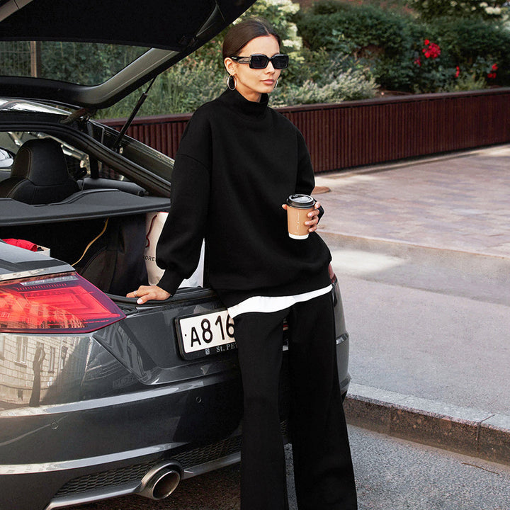 Dame sæt af blød oversized sweater og afslappede palazzo bukser Stilla