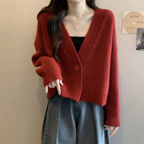Kvinder trendy cardigan med dyb V-hals og knaplukning Stilla