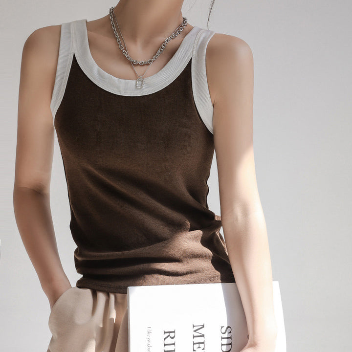 Damer Sporty tanktop med kontrasterende syninger og åndbart materiale Stilla