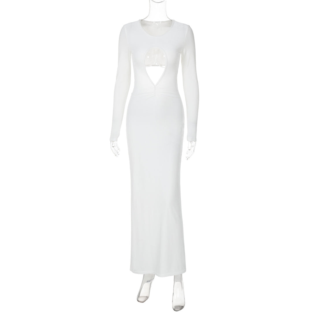 Dame Elegant Langærmet Maxikjole med innovativ Cut-Out og tætsiddende snit Stilla