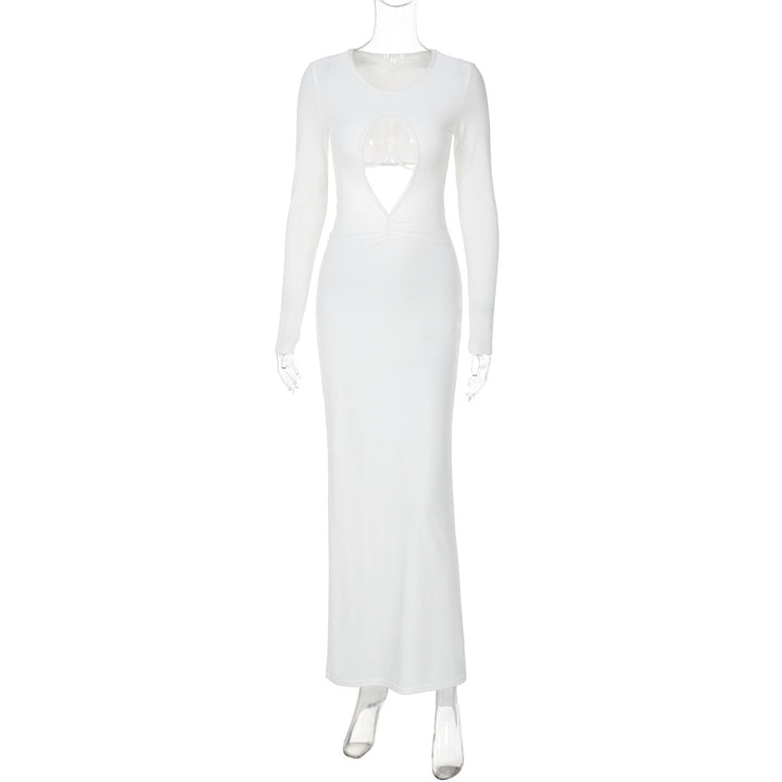 Dame Elegant Langærmet Maxikjole med innovativ Cut-Out og tætsiddende snit Stilla
