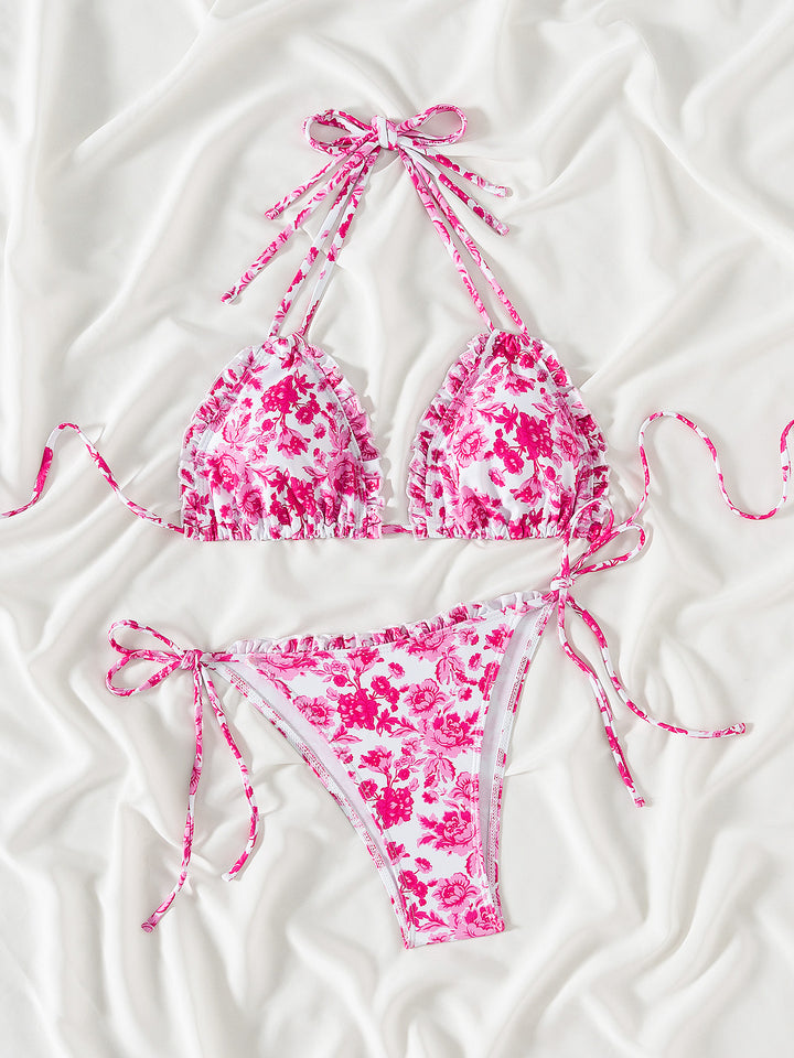 Dame Floral Flæse Strop Bikini Sæt Stilla