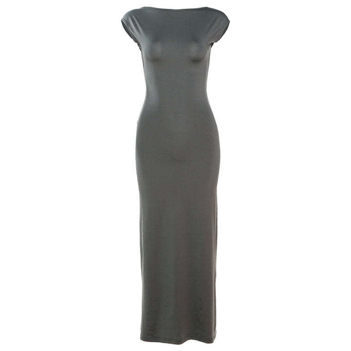 Dame Bodycon-Maxi-kjole med elegant rund halsudskæring og formerende stof Stilla