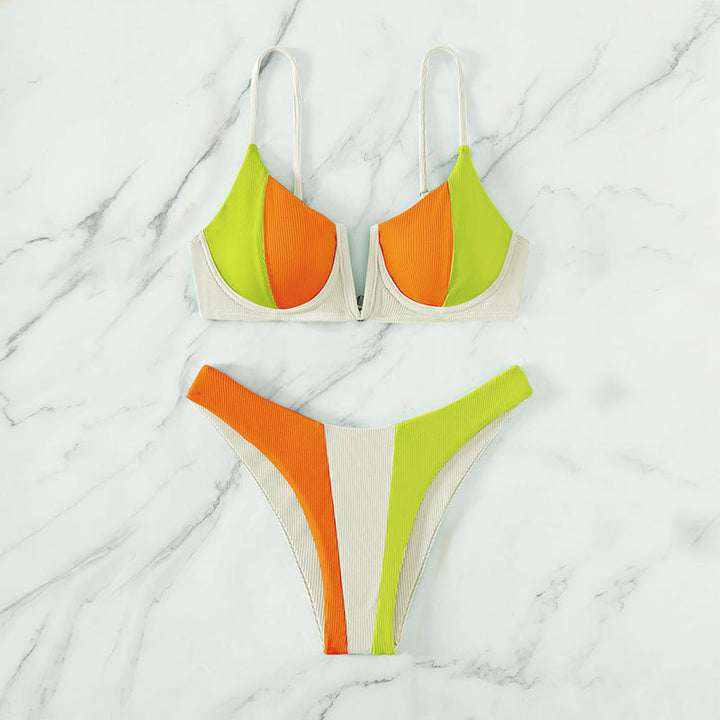 Damer Sporty Bikini med moderne farveblock-design Skovae