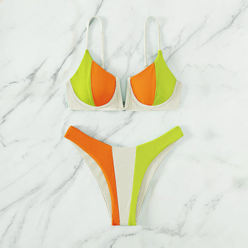 Damer Sporty Bikini med moderne farveblock-design Skovae