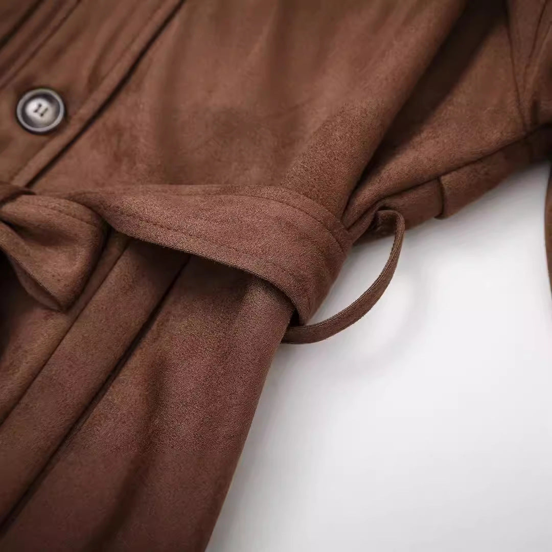 Dame elegant Suede Trenchcoat Stilla