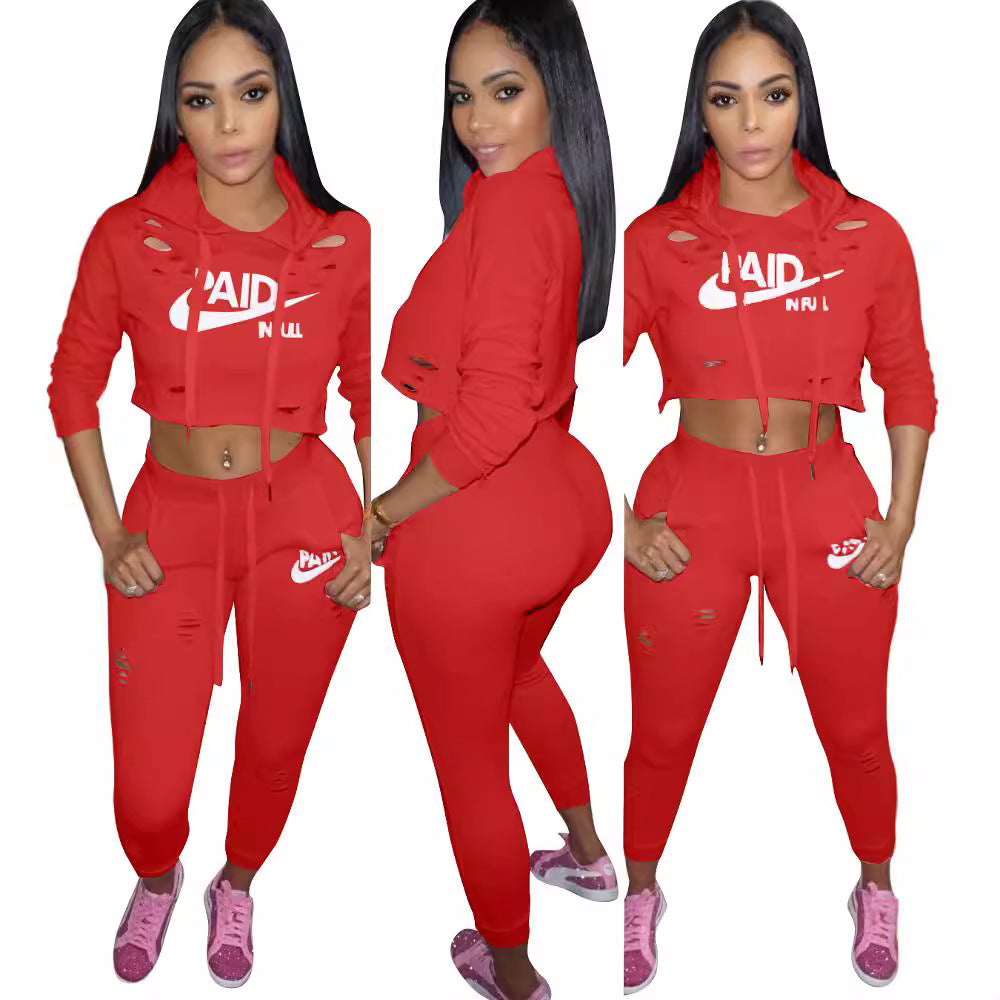 Dame Sporty Crop-Top og Slim-Fit Joggingbukser Sæt Stilla