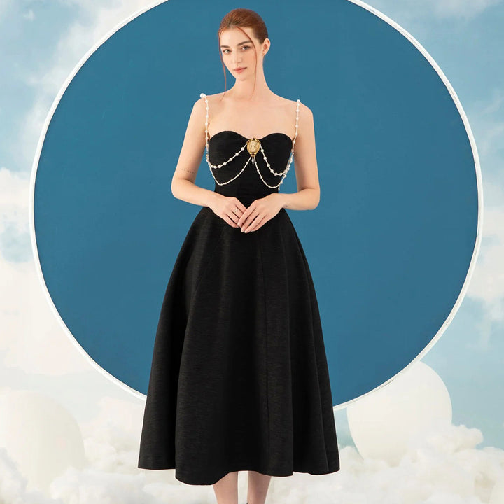 Damer Elegant Vintage-Kjole med Perleudsmykning Skovae