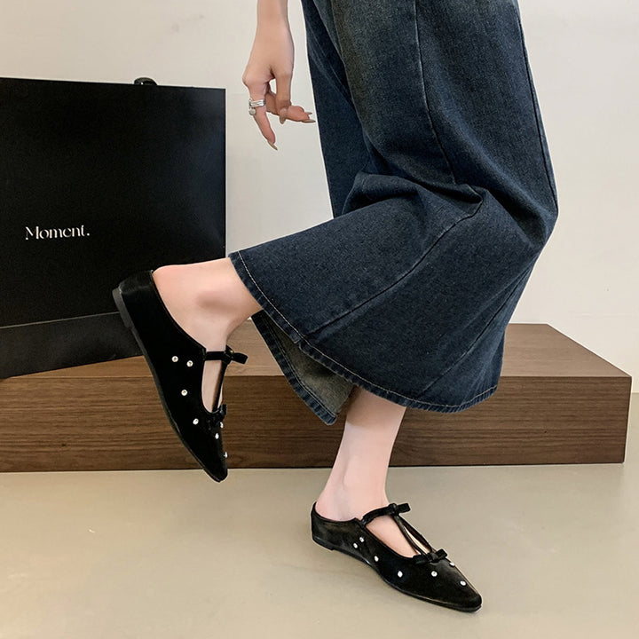 Dame elegant spidsed slippers med strass-accenter Stilla