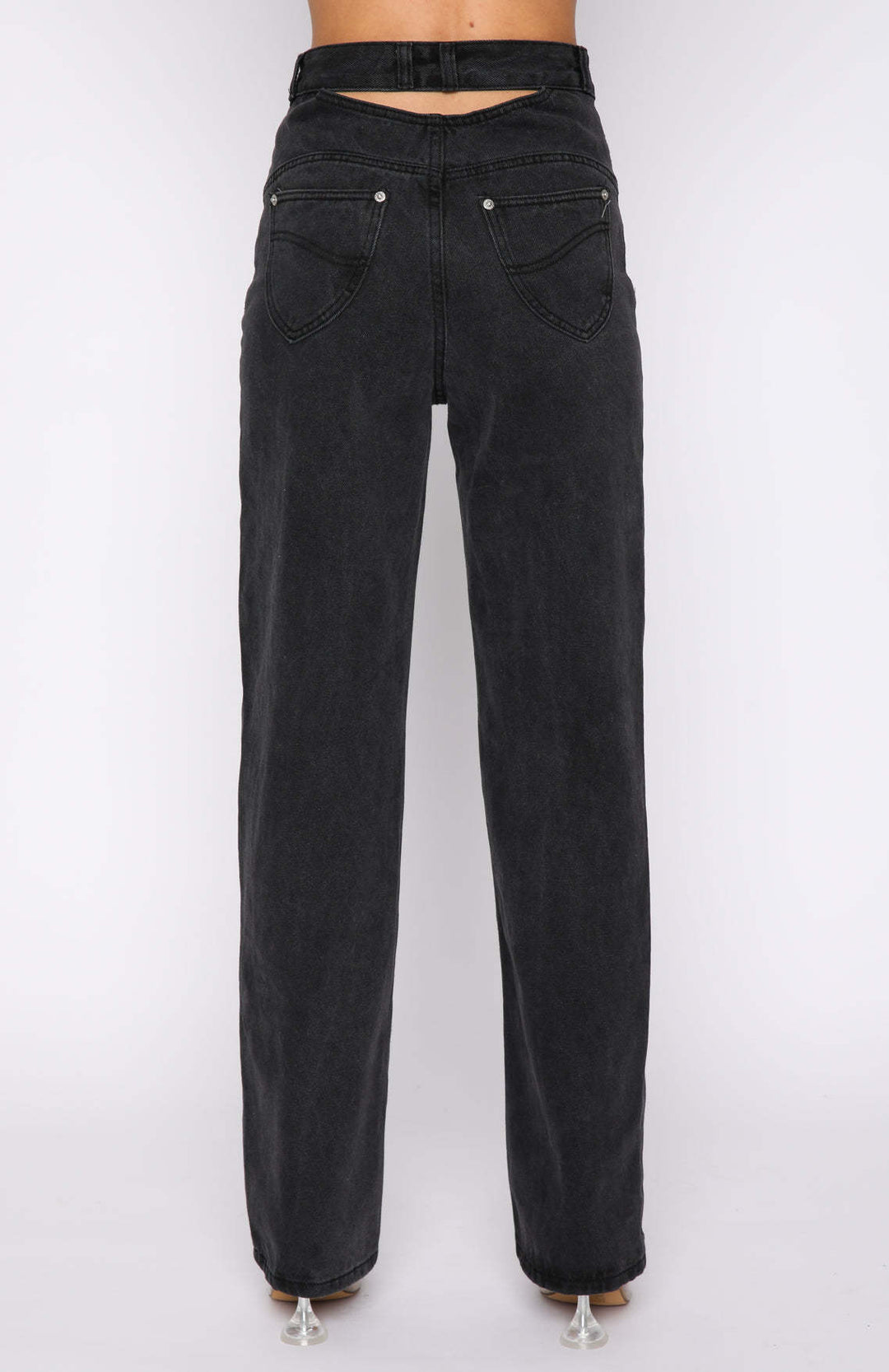 Damer High-Waist Jeans i afslappet Loose-Fit stil med iøjnefaldende Ripped-detaljer Stilla