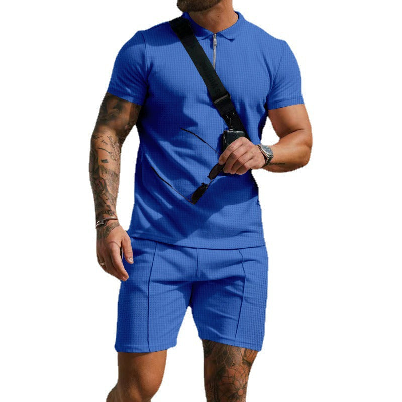 Herrer Sporty Kortærmet Poloshirt og Shorts Sæt Stilla