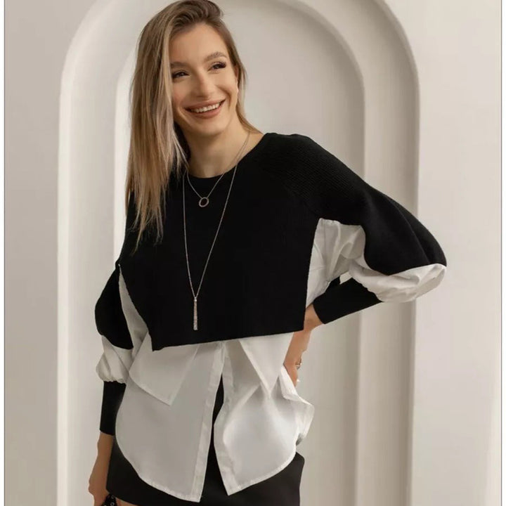 Dame cropped sweater med innovativ lag-på-lag effekt Stilla