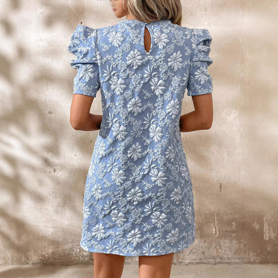 Dame Floral Broderet Kjole Stilla