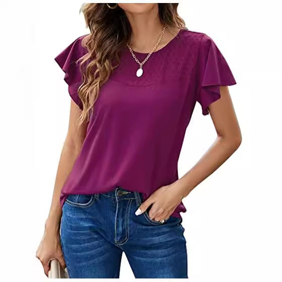 Dame mode bluse skjorte med flæse detaljer Stilla