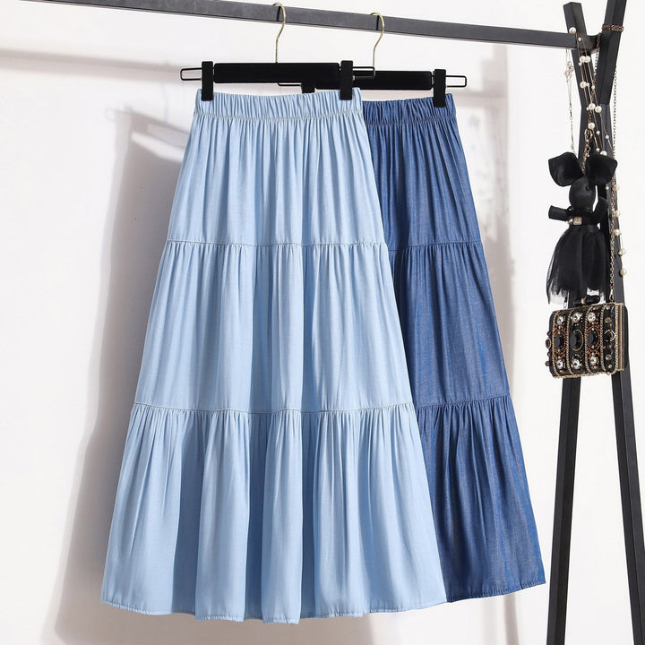 Dame midi-nederdel i afslappet vintage-stil Skovae