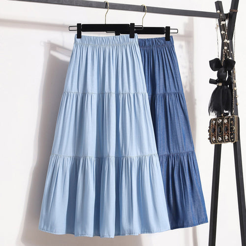 Dame midi-nederdel i afslappet vintage-stil Skovae