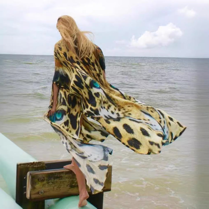 Dame Sommerlig Kaftan med elegant dyremotiv og luftig pasform Stilla