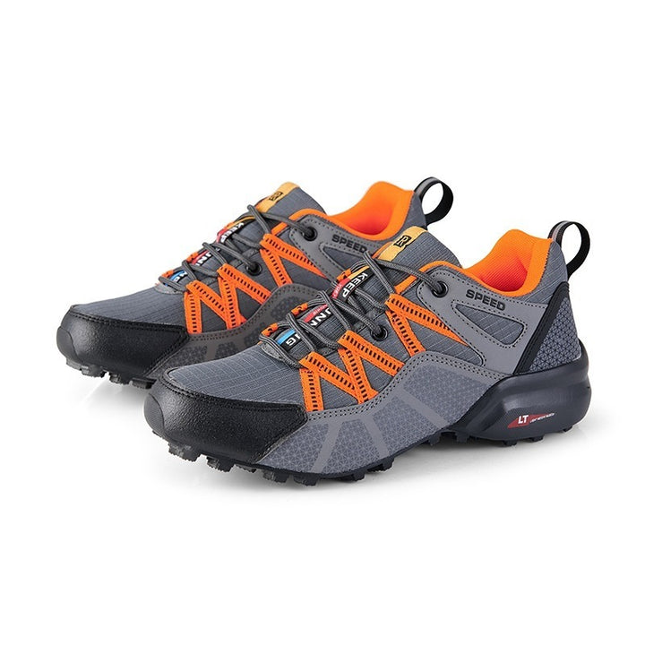 Herren nan robust Trailrunning- og Outdoor-sneakers med grepvennlig multiterræn-profil sål, forstærket tåhætte og bungee-snøring Skovae