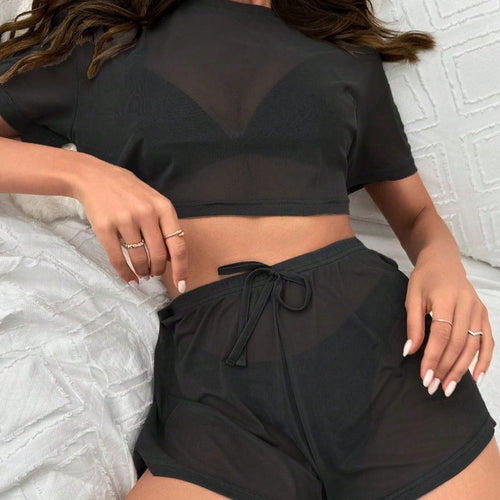 Dame Letvægt Crop Top og Shorts Sæt Stilla
