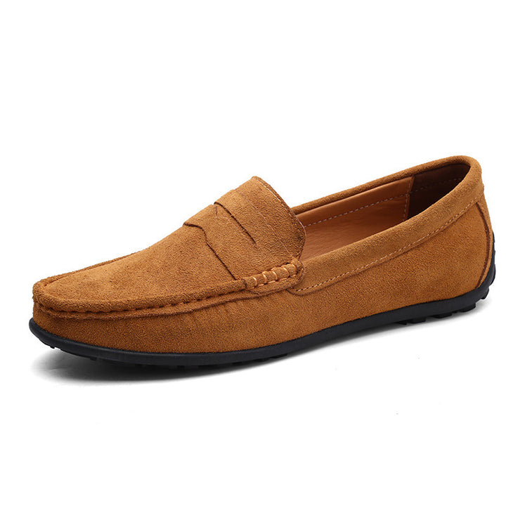 Herrer nan elegant wildlæder loafers med håndsyet moresyning og skridsikker gummiprofil sål Skovae