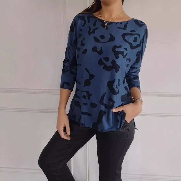 Dame casual sweatshirt med spændende dyremønster og praktisk snit Stilla