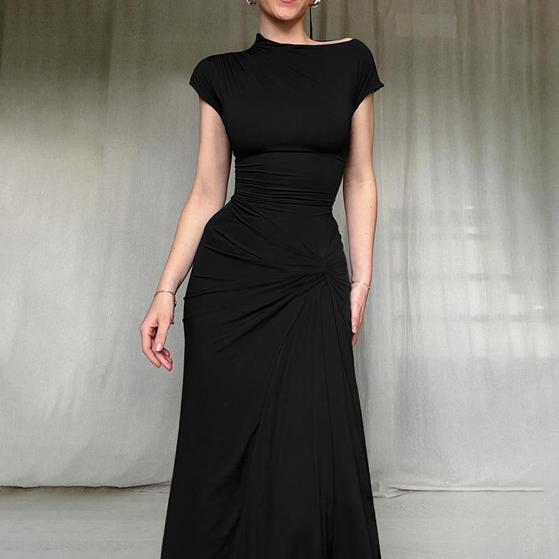 Dame Elegant maxikjole med asymmetrisk skæring og dekorativ drapering Skovae