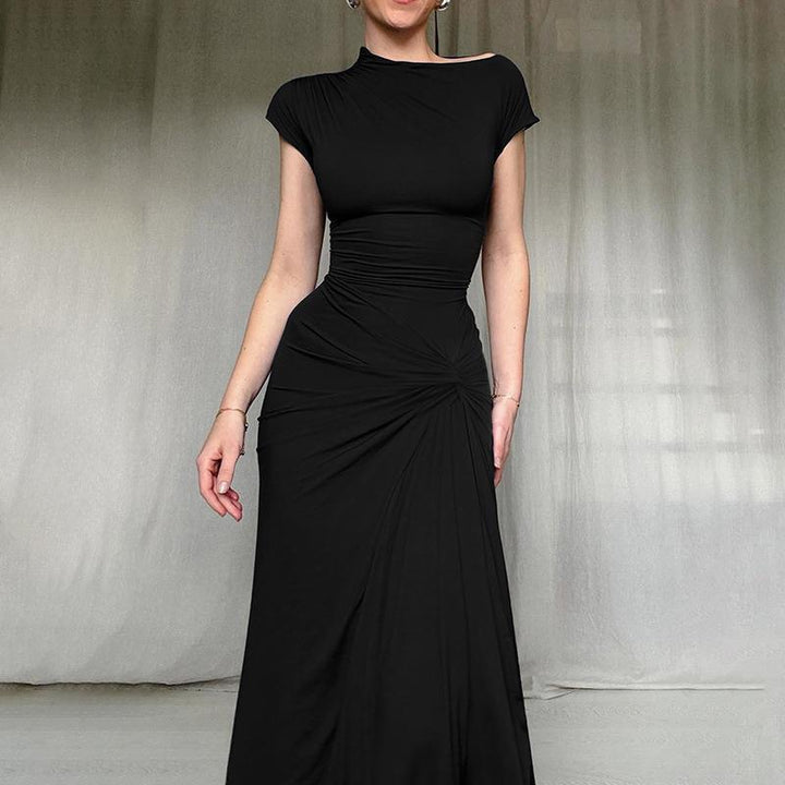 Dame Elegant maxikjole med asymmetrisk skæring og dekorativ drapering Skovae