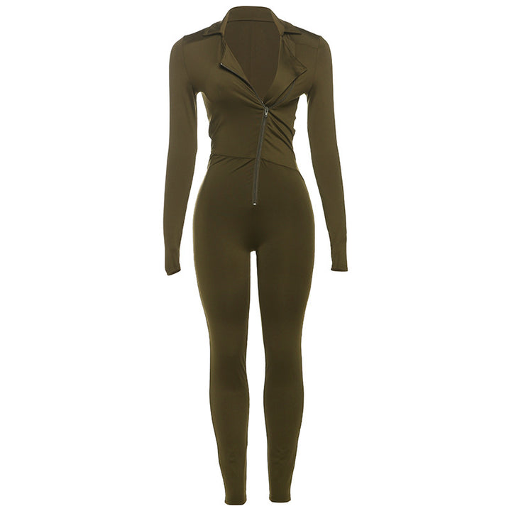 Dame jumpsuit med høj krave og lynlås Stilla