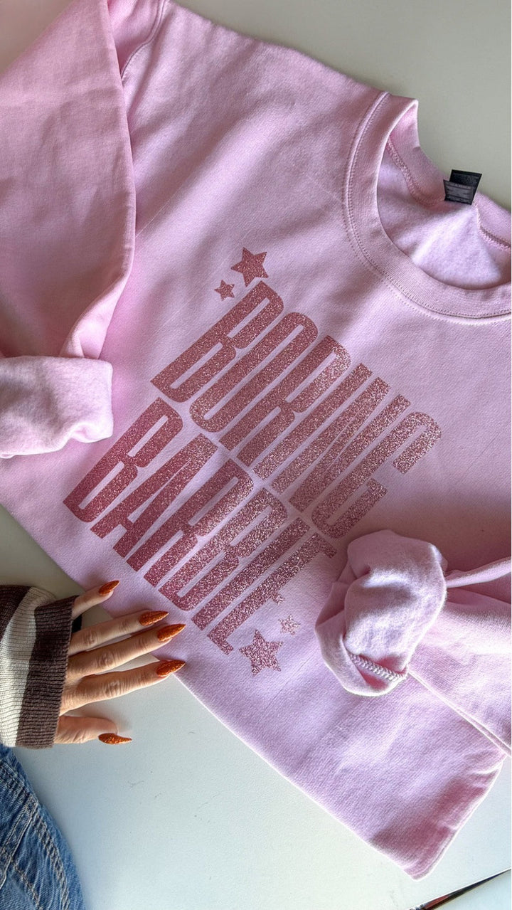 Damer nan glitrende rund-hals-sweatshirt med statement-print og børstet inderside Skovae