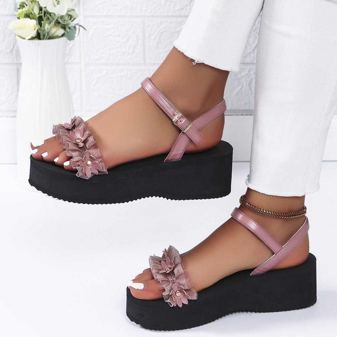 Dame Plateau Sandaler med dekorative blomsterudsmykninger Stilla