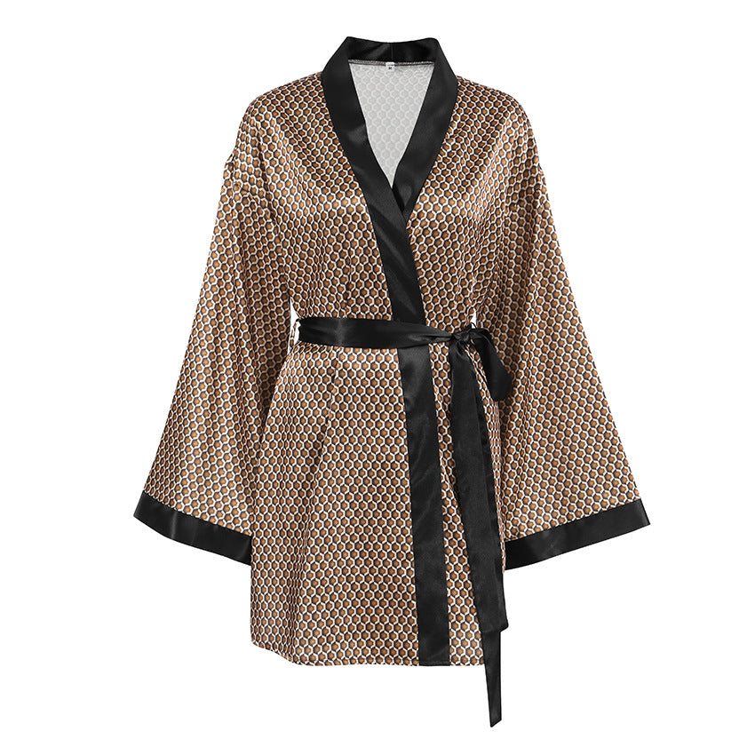 Dame luksus Satin-Kimono med moderne mønster Stilla