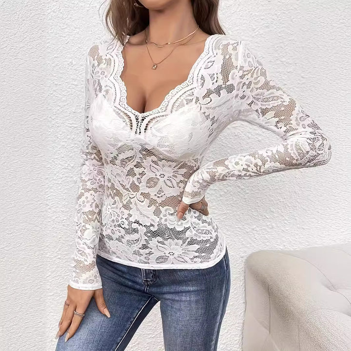 Dame nan figurbetontes spidse corsage top med V-udskæring og indbygget bustier Skovae